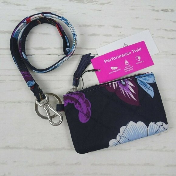 Vera Bradley MAYFAIR in BLOOM Zip ID Card Case & Lanyard Holder Water Repellant - Picture 8 of 12